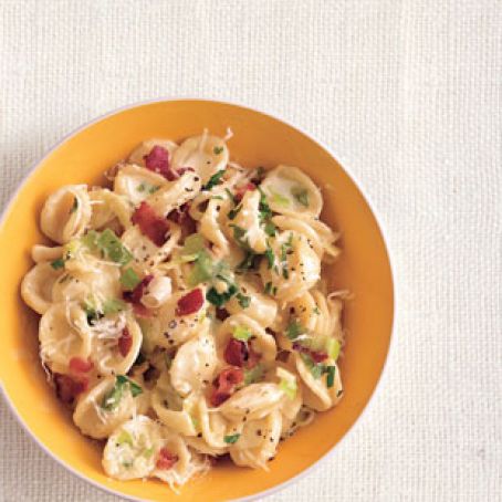 Orecchiette Carbonara with Leeks