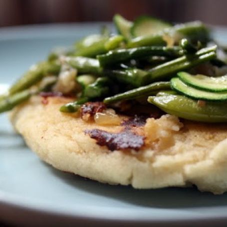 Oversized Mozzarella Arepas with Summer Veggies