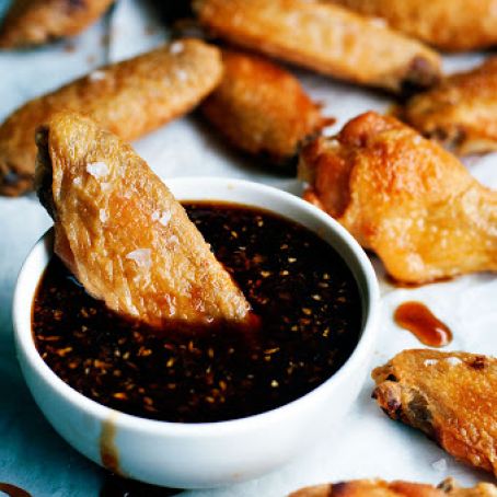 Wings:Crispy Oven Baked Chicken Wings with Honey Garlic Sauce