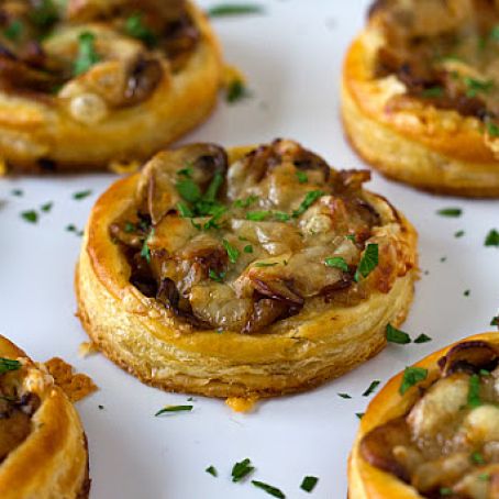 Caramelized Onion, Mushroom & Gruyere Tartlets