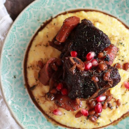 Slow Cooker Pomegranate Short Ribs with Creamy Polenta