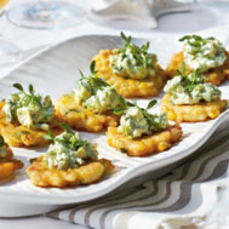 Fresh Corn Cakes with Avocado Tartare Sauce