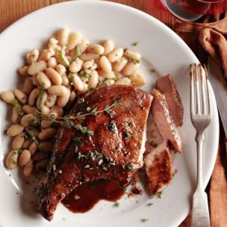 Pork Chops Agrodolce with Herbed Bean Salad