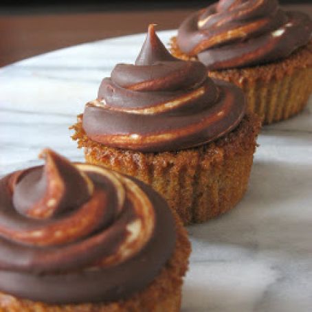 Chestnut Cupackes with Swirled Cream Cheese and Chocolate Frosting