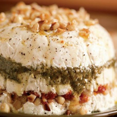 Goat Cheese, Pesto & Sun-Dried Tomato Terrine