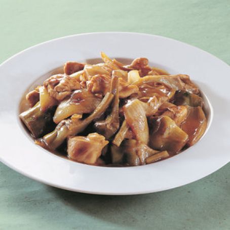 chicken thighs with artichoke and onion