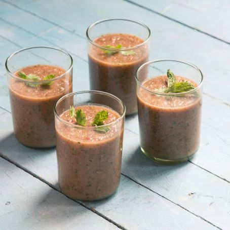 Watermelon Gazpacho with Cilantro and Mint