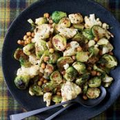 Jerk-Spiced Brussels Sprouts, Cauliflower and Chickpeas