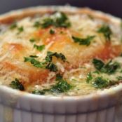 French Onion and Mushroom Soup with Bourbon and Swiss Cheese