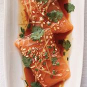 Salmon Sashimi with Ginger and Hot Sesame Oil