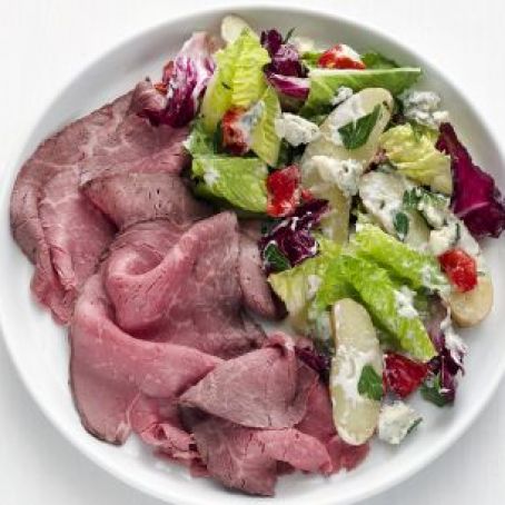 Roast Beef Carpaccio with Gorgonzola Potato Salad