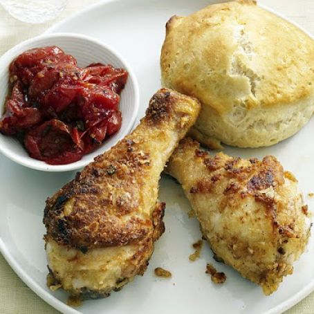 Drumsticks with Biscuits and Tomato Jam