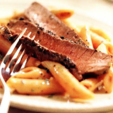 Penne with Peppered Beef