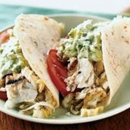 Fish Tacos with Lime Guacamole Sauce