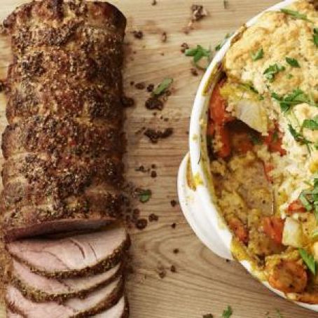 ROAST PORK LOIN WITH VEGATABLE COBBLER