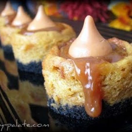 Black Bottom Mini Caramel Pumpkin Cheesecake Bites