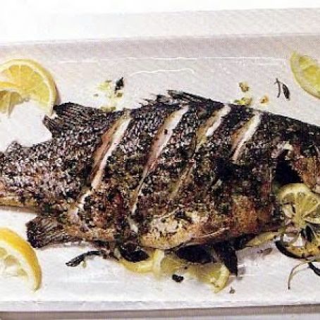 Whole Striped Bass with Lemon and Mint