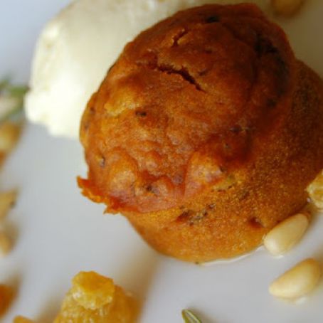 Pumpkin Cake with Toasted Pine Nuts and Olive Oil Gelato