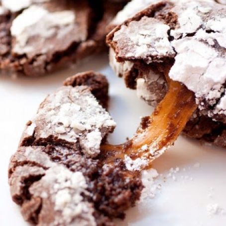 Salted Caramel Stuffed Chocolate Crinkle Cookies