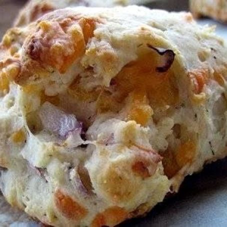 dill, red onion & cheese drop biscuits