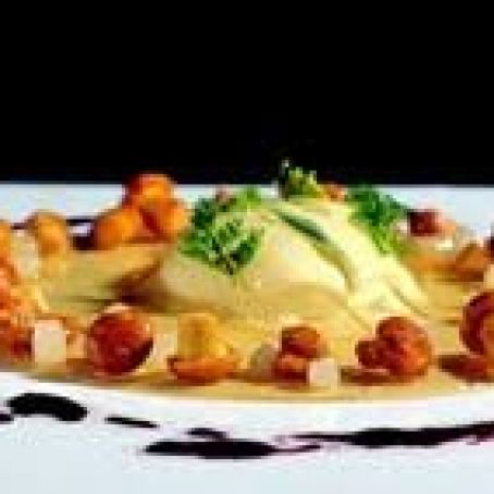 Giant Ravioli with Chanterelles and Blackcurrants