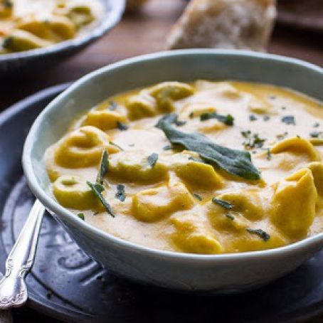 Slow Cooker Cheesy Butternut Squash and Tortellini Soup
