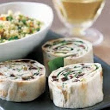 Lahvosh Filled with Goat Cheese, Walnuts and Dried Figs