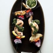 CHICKEN SKEWERS w/TARRAGON PESTO