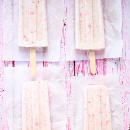 Strawberry and coconut popsicles