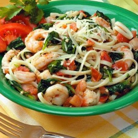 Spinach Shrimp Fettuccine