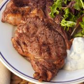 Rib-Eye Steaks with Stilton Sauce