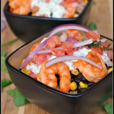 Chipotle Shrimp (or Chicken) Bowls with Cilantro-Lime Cream Sauce
