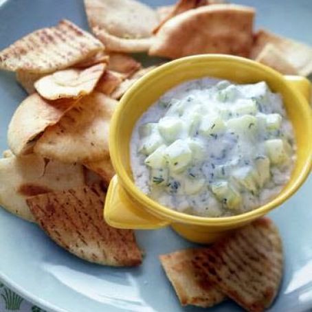 Easy Tzatziki with Toasted Pita Crisps
