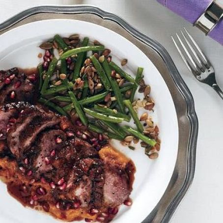 ROAST DUCK BREAST w/POMEGRANATE CHILE SCE