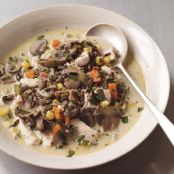 Turkey Chowder with Wild Rice, Crimini, and Pancetta