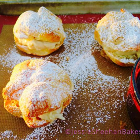 Coconut Cream Puffs with Dark Chocolate Ganache