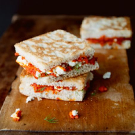 Melty Feta and Roasted Red Pepper Sandwiches