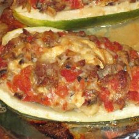 Stuffed Zucchini with Chicken Sausage
