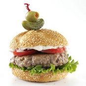 Best Beefy Burgers with Roasted Onion & Peppercorn Mayo Recipe