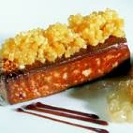 Hot Duck Foie Gras Block with Peach Caviar