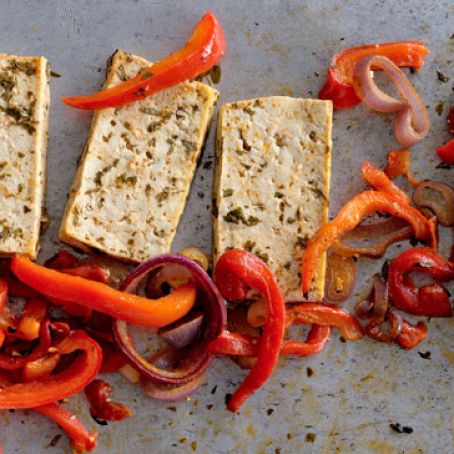 Citrus Marinated Tofu with Peppers & Onions