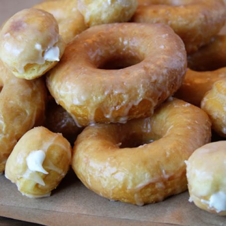 Easy Glazed Doughnuts and Cream-Filled Donut Holes