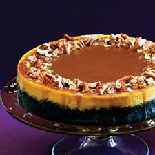 Pumpkin-Orange Cheesecake with Chocolate Crust & Salted Caramel