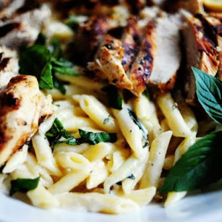Grilled Chicken with Lemon Basil Pasta