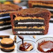 Oreo Peanut Butter Brownie Cupcakes