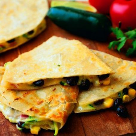 Zucchini, Corn, Black Bean and Jack Cheese Quesadillas