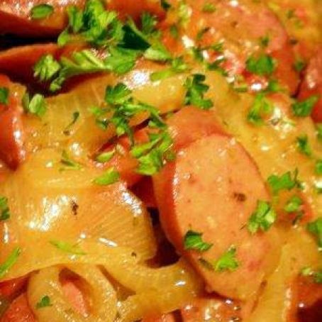 Ale Braised Sausage and Peppers