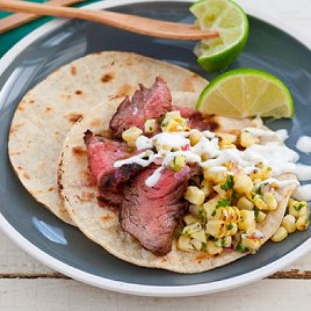 Flank Steak Tacos with Grilled Corn Salsa