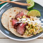 Flank Steak Tacos with Grilled Corn Salsa