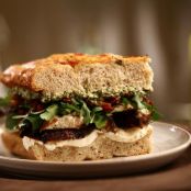 Fresh Focaccia with Marinated Chicken and Spinach and Artichoke Spread